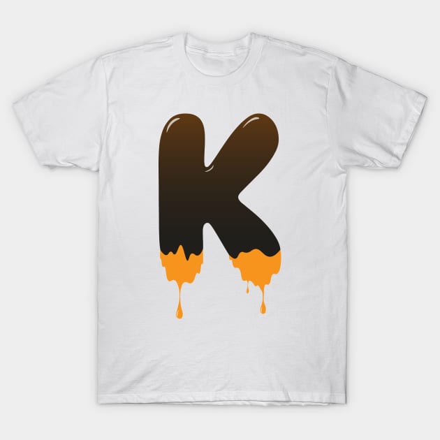 Chocolate Alphabet Letter K T-Shirt by Kangina